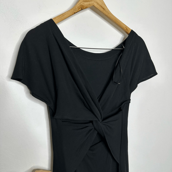 Theory Andrizza Twist Back Dress black cotton interlock midi womens size SMALL - Picture 3 of 8